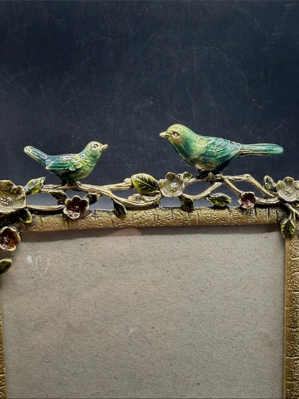 Pier 1 Imports Birds & Florals Enameled Metal Picture Frame Cottagecore Decor